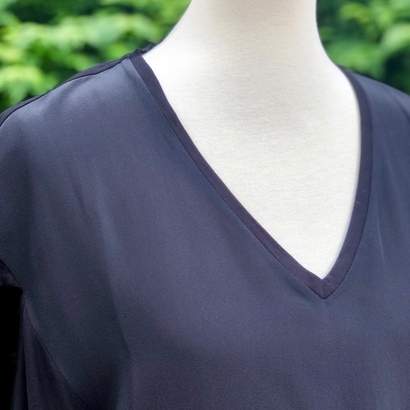 Allsaints Reid Black High/Low Cap Sleeve Top Sz M - Picture 2 of 4